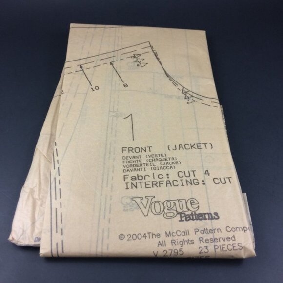 Vogue Pattern 2795 Long Jacket Skirt Top Pants Capris 8-12 Uncut May Be Petite - Picture 9 of 12